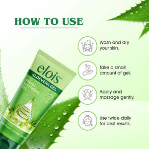 Elois Aloe Vera Gel fresh Soothing Moisturizer for Face, Skin, Hair and Sunburn Relief, Natural Hydrating Gel for All Skin Types, Paraben-Free, Non-Greasy 100ml