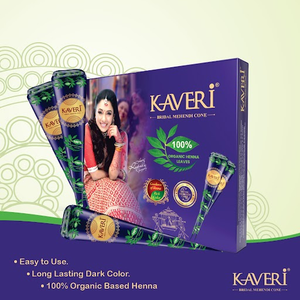 Kaveri Natural Henna Bridal Mehandi Cone for Hands & Hair Herbal Rajasthani Henna Paste in Natural Dark Brown Color With Nilgiri Oil for Dulhan Wedding Occasion Instant Mehendi Cone - 30 gm each - Pack of 12