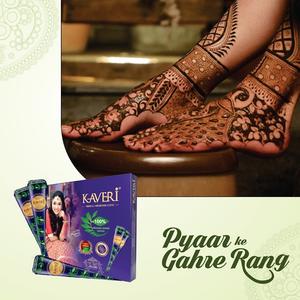 Kaveri Natural Henna Bridal Mehandi Cone for Hands & Hair Herbal Rajasthani Henna Paste in Natural Dark Brown Color With Nilgiri Oil for Dulhan Wedding Occasion Instant Mehendi Cone - 30 gm each - Pack of 12