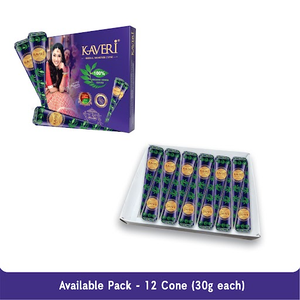 Kaveri Natural Henna Bridal Mehandi Cone for Hands & Hair Herbal Rajasthani Henna Paste in Natural Dark Brown Color With Nilgiri Oil for Dulhan Wedding Occasion Instant Mehendi Cone - 30 gm each - Pack of 12