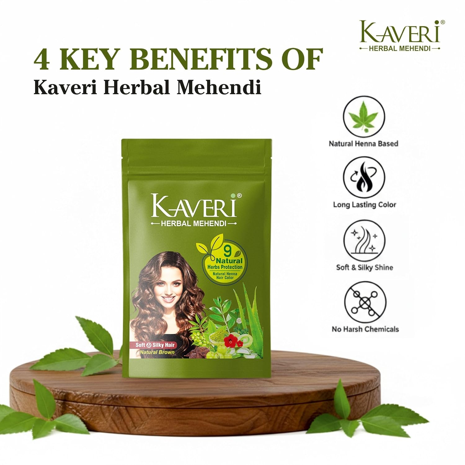 Kaveri 9 Herbs Herbal Henna Powder Organic Natural Green Heena for Hair Colour Nourishes Conditions & Strengthens No Harsh Chemicals All Hair Types – (15g) Pack Of 10