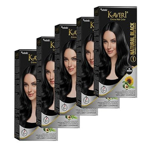 Kaveri Creme Hair Color - Organic Hair Colour With Grey Coverage - Long Lasting Conditioning Hair Color - For Natural Looking Results