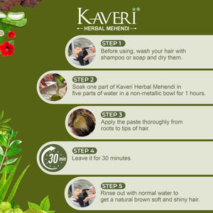 Kaveri Herbal Mehendi Natural Brown Hair Color – 100% Herbal Henna Powder for Soft & Shiny Hair (150g x 3 Pack)