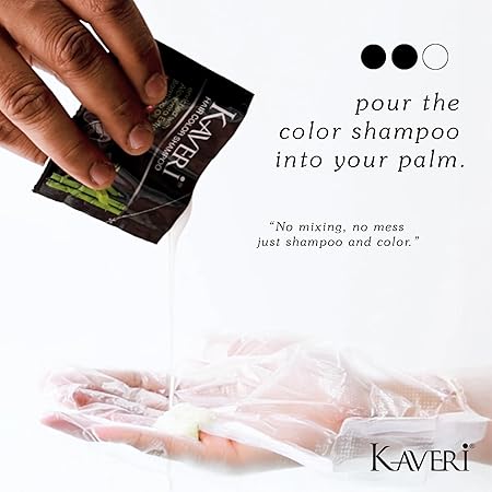 Kaveri Shampoo Hair Colour Black For Men & Women Pack Of 5 (Natural Black) - No Ammonia No Parabens Free Enriched With Aloe Vera Extract Bamboo Oil