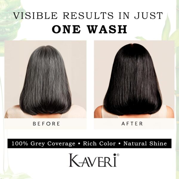 Kaveri Shampoo Hair Colour Black For Men & Women Pack Of 5 (Natural Black) - No Ammonia No Parabens Free Enriched With Aloe Vera Extract Bamboo Oil