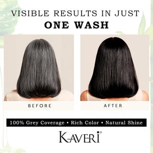 Kaveri Shampoo Hair Colour Black For Men & Women Pack Of 4 (Natural Black) - No Ammonia No Parabens Free Enriched With Aloe Vera Extract Bamboo Oil