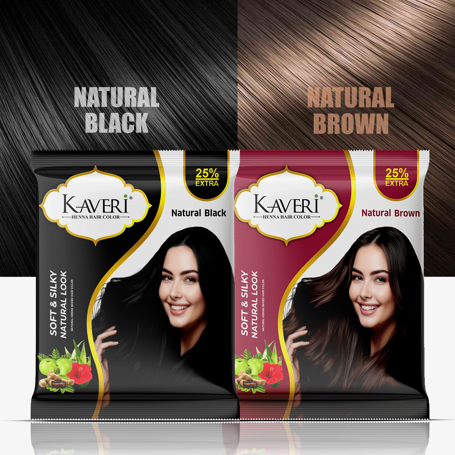 Kaveri Henna Hair Color - Natural Black & Brown, Chemical-Free (Pack Of 20 Sachet)