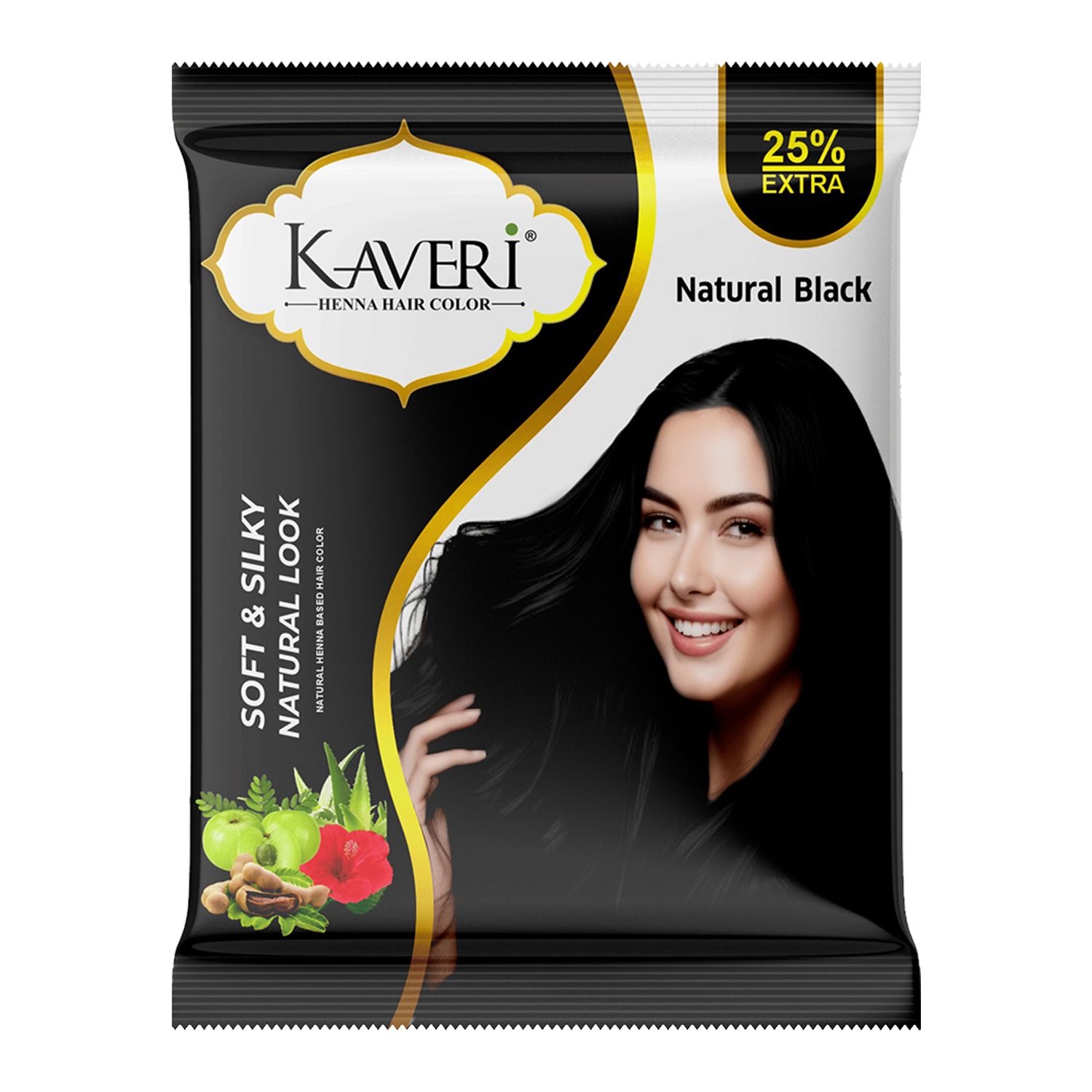 Kaveri Henna Hair Color - Natural Black & Brown, Chemical-Free (Pack Of 20 Sachet)