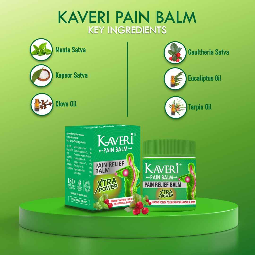 Kaveri Pain Balm Xtra Power – Natural Ayurvedic Pain Relief (Pack of 10)