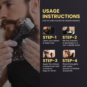 Kaveri Beard Color for Men – Natural Black | No Ammonia Beard Dye | 10 Minute Gray Coverage | Permanent Beard Moustache & Sideburn Color | With Developer & Brush | 60g + 60ml