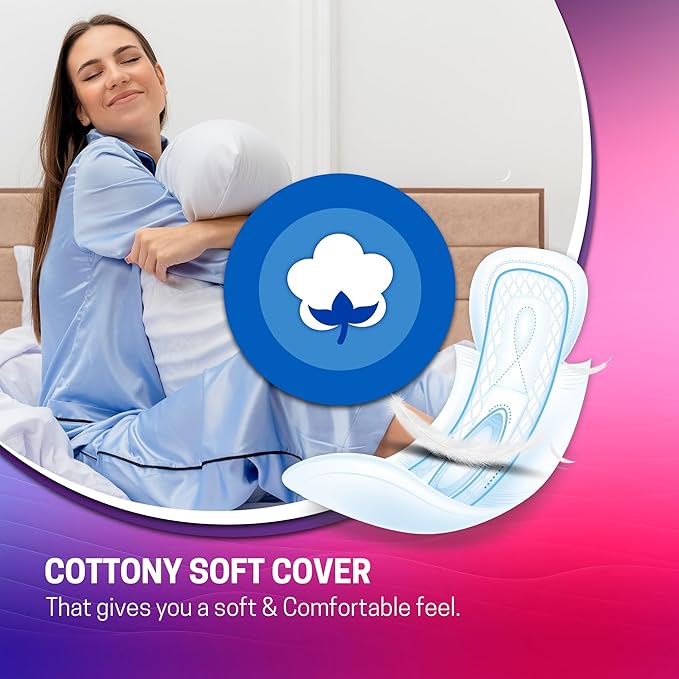Elois Sanitary Pad for Women Girls Ultra Soft Cotton Period Pads for Women | 40 Soft Cotton Pads for All day Ultra Comfort | Locks Heavy flow | Prevent Rashes | Odour Control – XL (280mm) (Pack of 2)