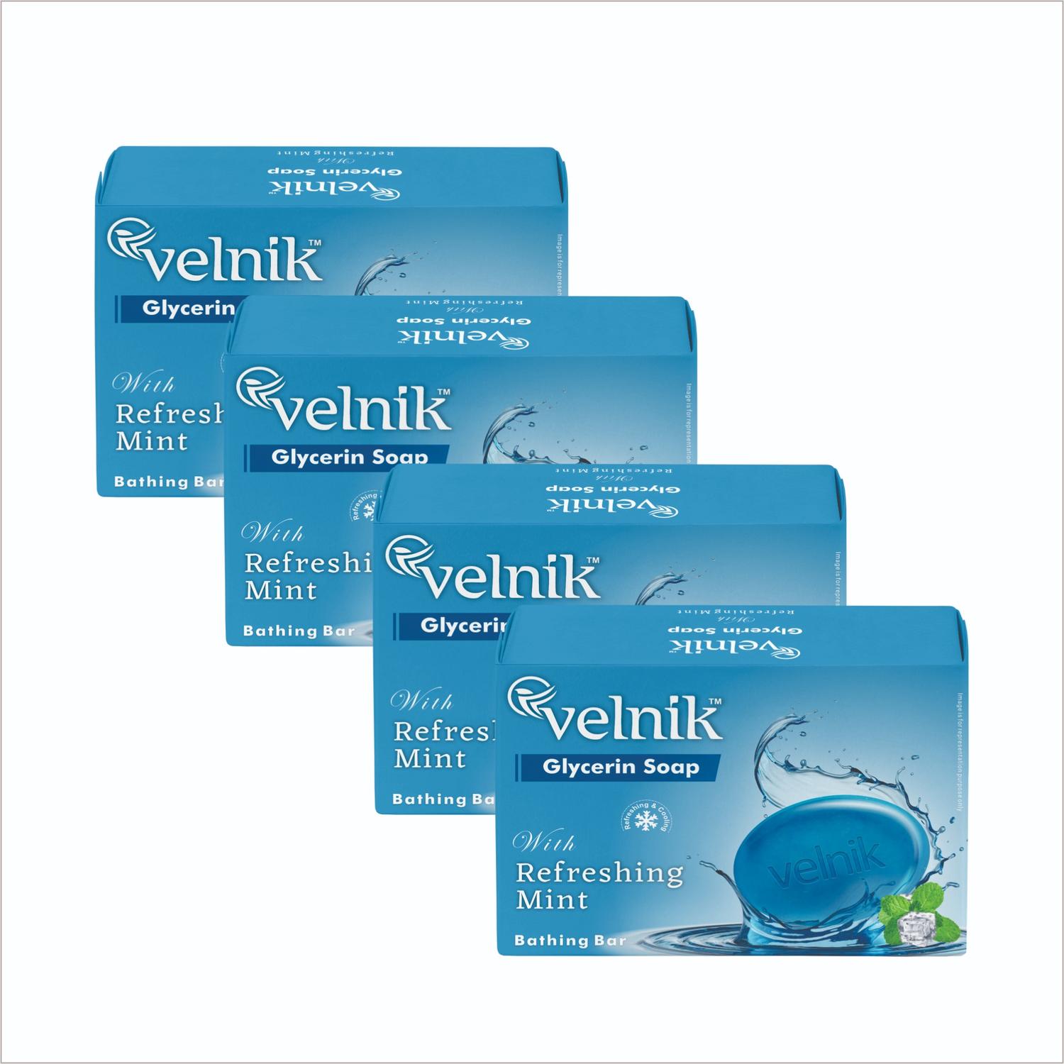 Velnik Mint Glycerin Soap | Refreshing Bath Soap for Men & Women | Skin Cooling & Oil Control Formula | 75g