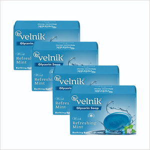 Velnik Glycerin Soap With Mint Gentle Cleansing Hydrates Refreshment Skin Body Wash for Women & Men with Skin Conditioners for Radiant Glow & Moisturised Suitable for All Skin Types 75 gm (Pack Of 3, 4 & 6)