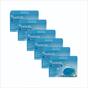 Velnik Glycerin Soap With Mint Gentle Cleansing Hydrates Refreshment Skin Body Wash for Women & Men with Skin Conditioners for Radiant Glow & Moisturised Suitable for All Skin Types 75 gm (Pack Of 3, 4 & 6)